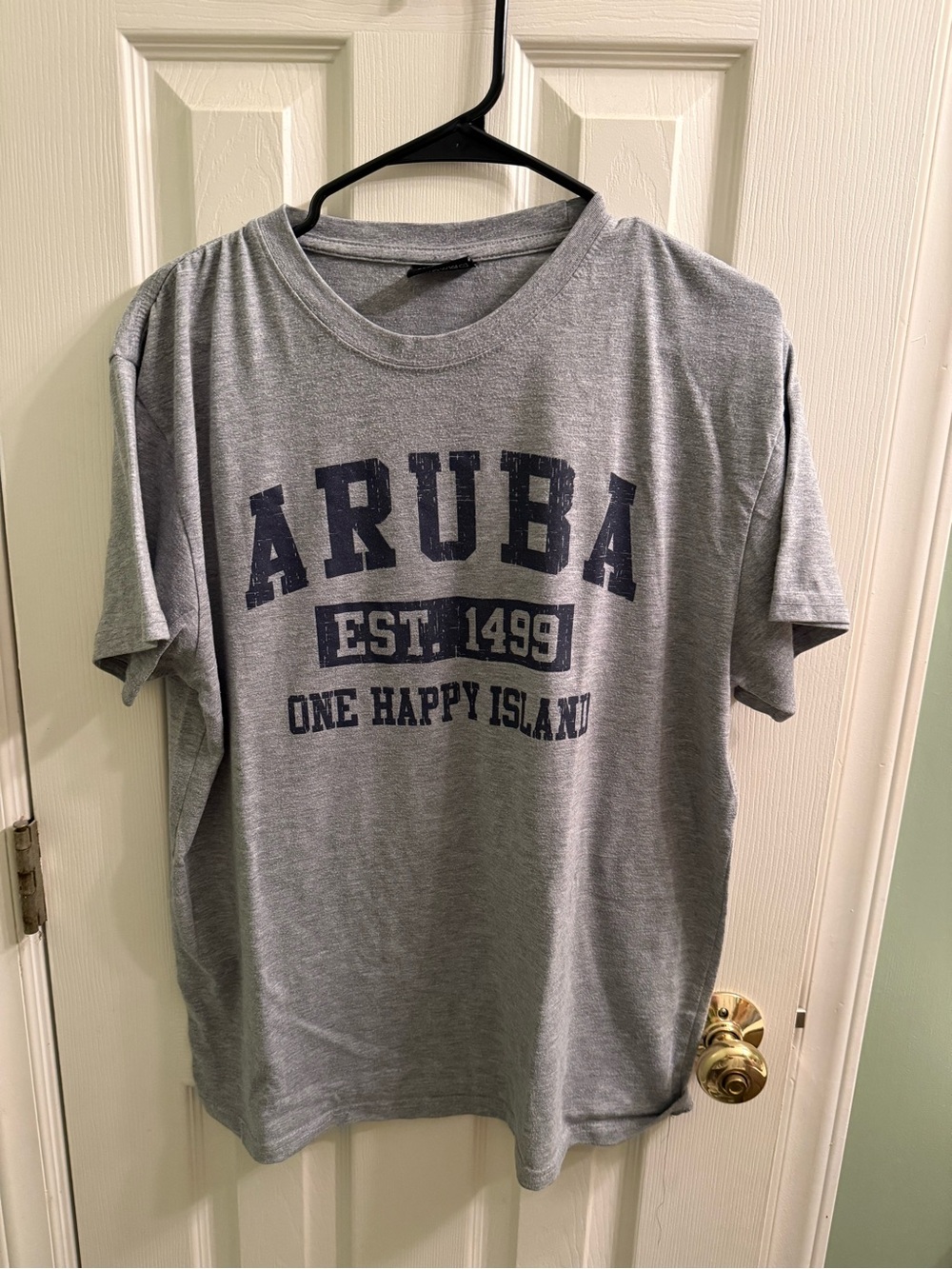 Source Unknown Gray Short-Sleeve Aruba Graphic Tee with Navy Print